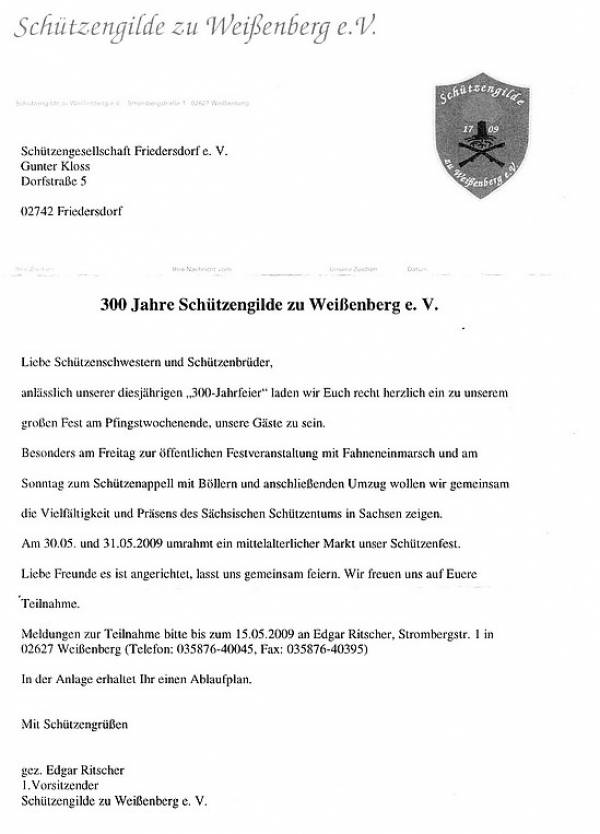 Einladung Weißenberg